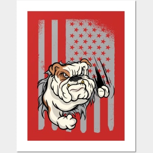 Bulldog American Flag Posters and Art